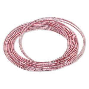 Multi Strand Light Pink Textured Enameled Steel Interlocking Bangle Bracelet